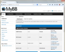 Ukázka administrace MyBB