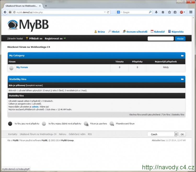 Ukázka prostředí MyBB